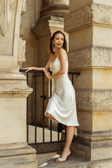 Ivory silk slip dress double layer silk lined for luxury