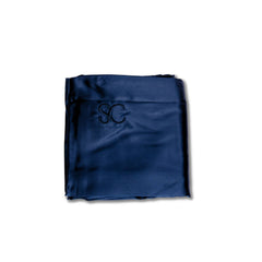 Silk Closet navy blue silk pillowcase folded. 22 momme. Pure luxury