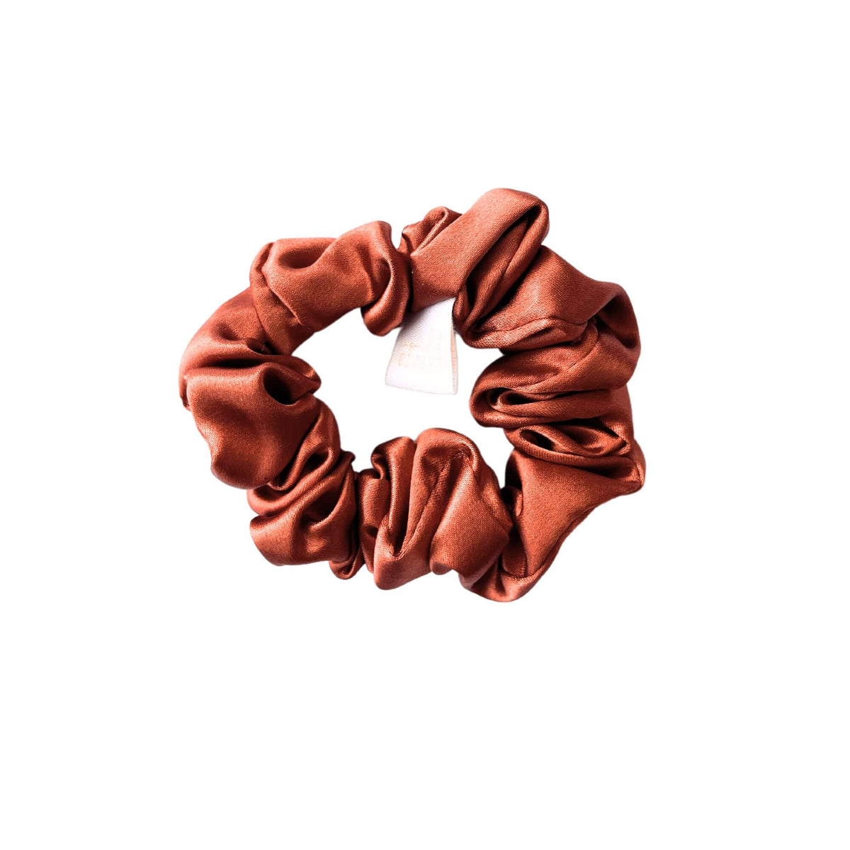 Orange russet silk hair scrunchie in midi size