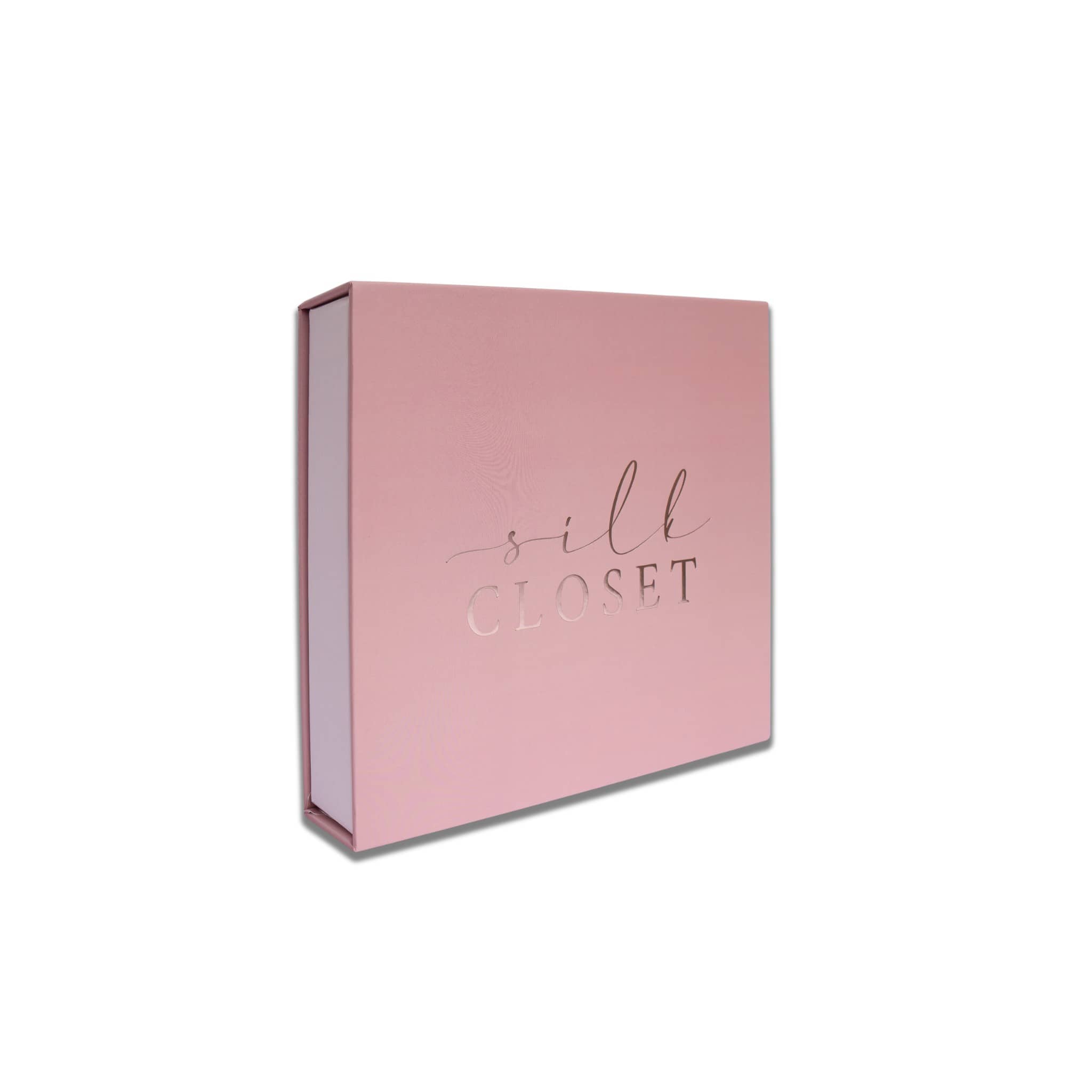 Silk Closet pink packaging box.